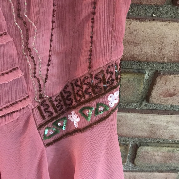 Free People, XS, embellished, peach, sheer, dress - Picture 9 of 9